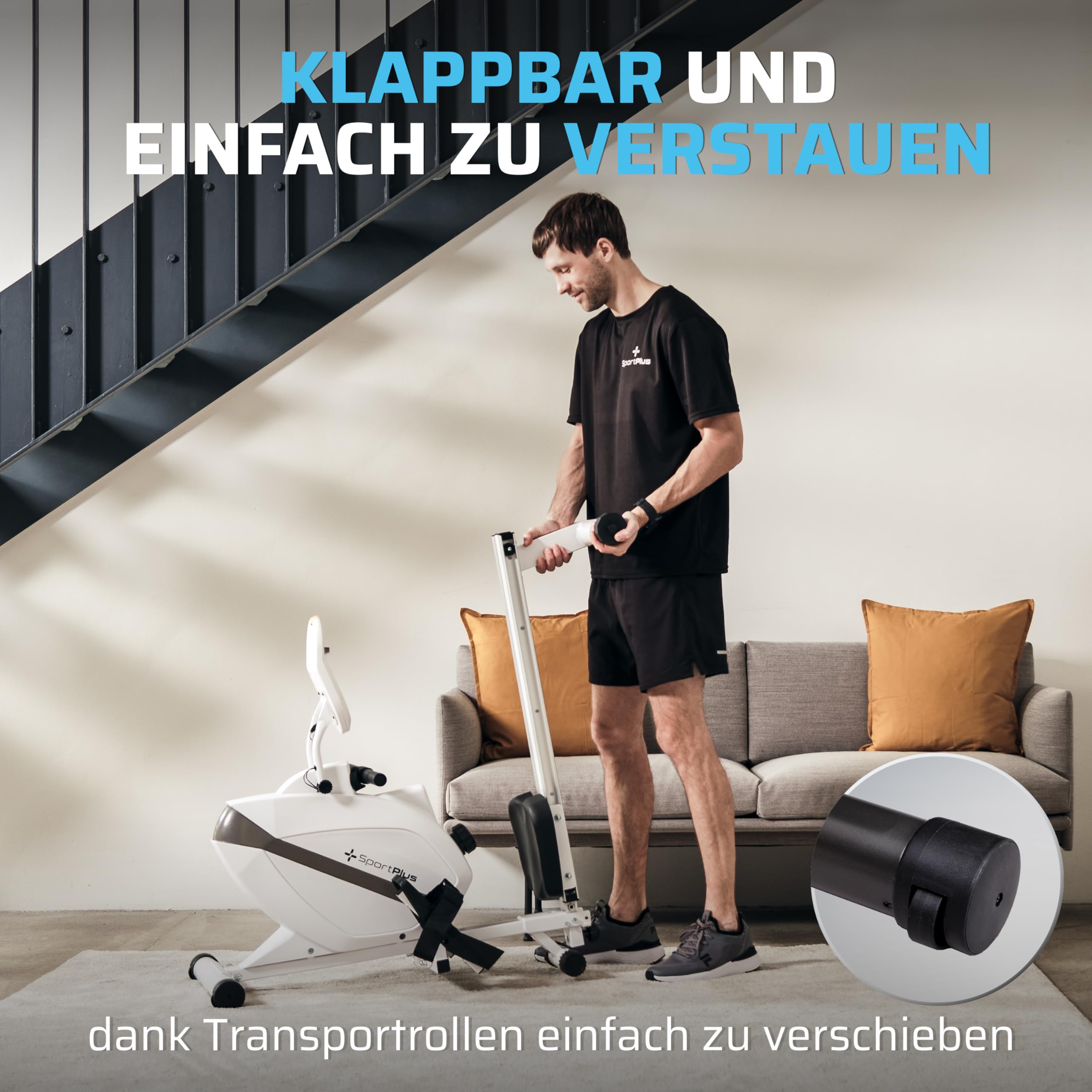 Rudergerät für zuhause klappbar - SportPlus Rudergerät klappbar extra leiser Magnetwiderstand - Rudermaschine für zuhause Kinomap - Rudergeräte Magnetwiderstand Trainingscomputer App Rowing Machine